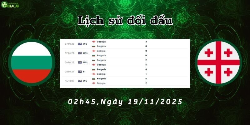 Lịch sử đối đầu Bulgaria vs Georgia Lịch sử đối đầu Bulgaria vs Georgia